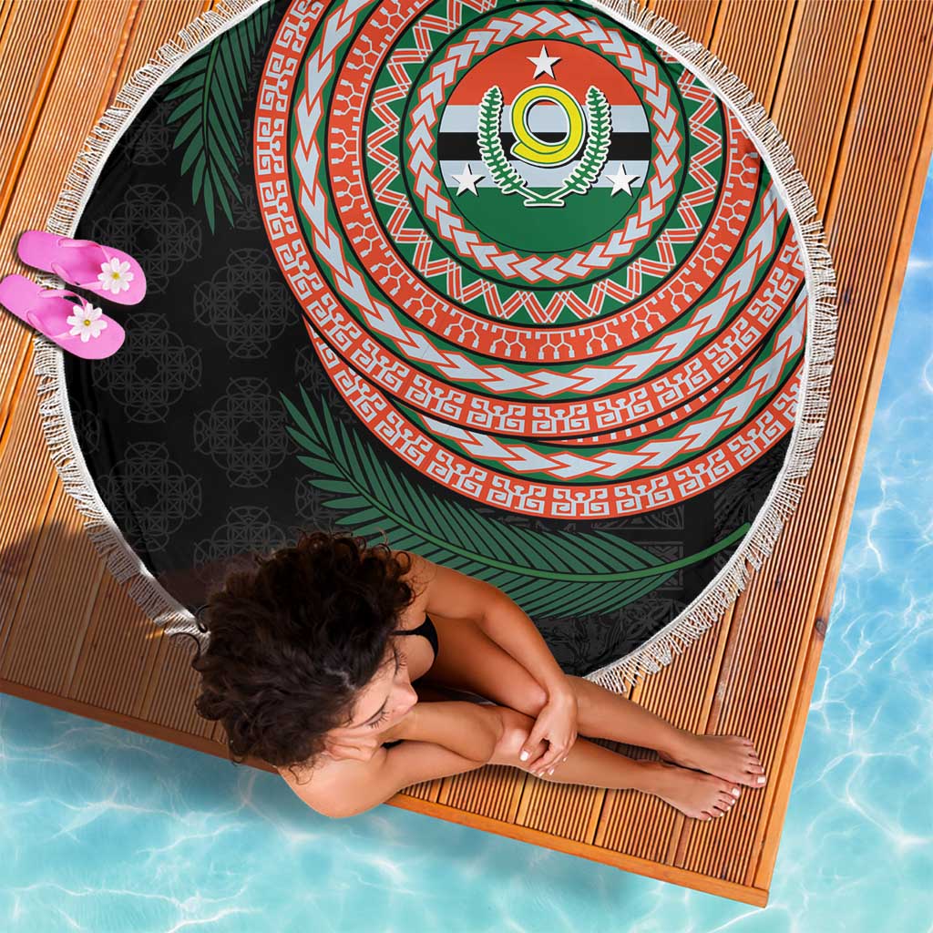 Penama Tribal Tattoo with Namele Leaves Beach Blanket LT03 - Polynesian Pride
