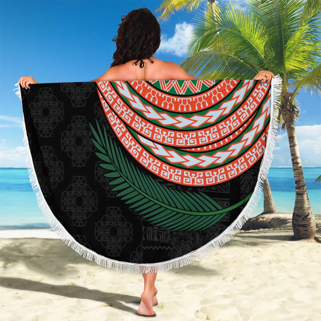 Penama Tribal Tattoo with Namele Leaves Beach Blanket LT03 - Polynesian Pride