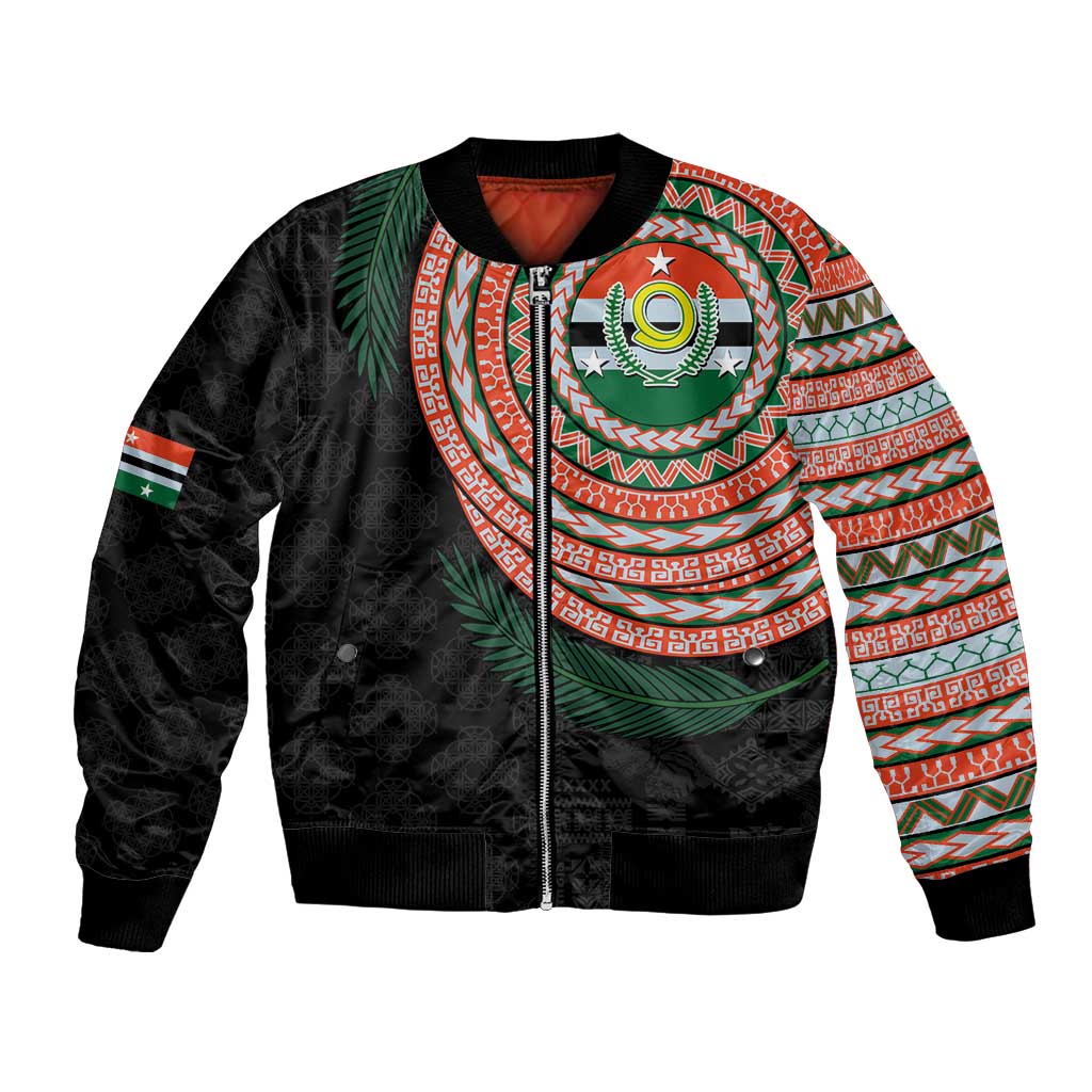 Penama Tribal Tattoo with Namele Leaves Bomber Jacket