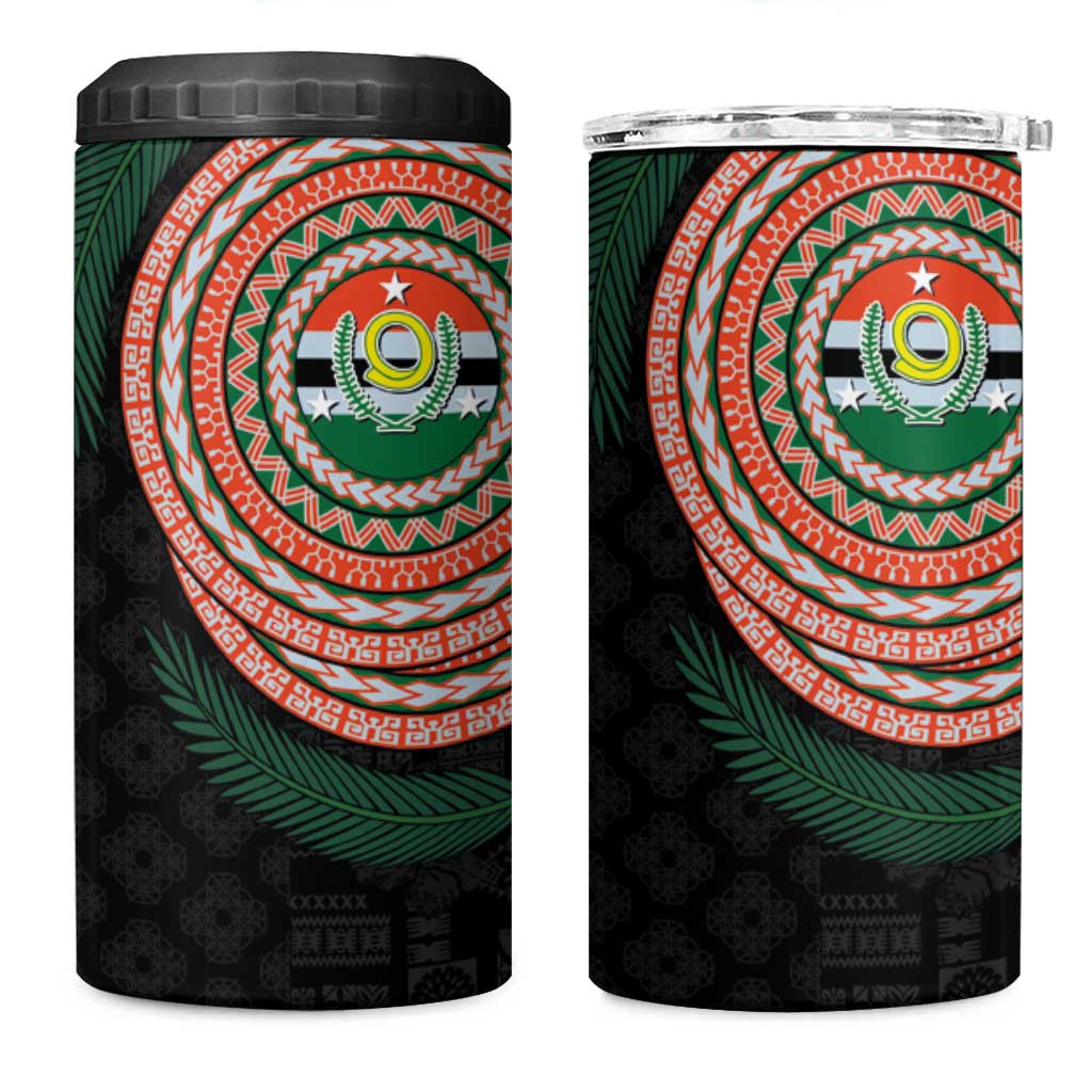 Penama Tribal Tattoo with Namele Leaves 4 in 1 Can Cooler Tumbler LT03 One Size: 16 oz Black - Polynesian Pride