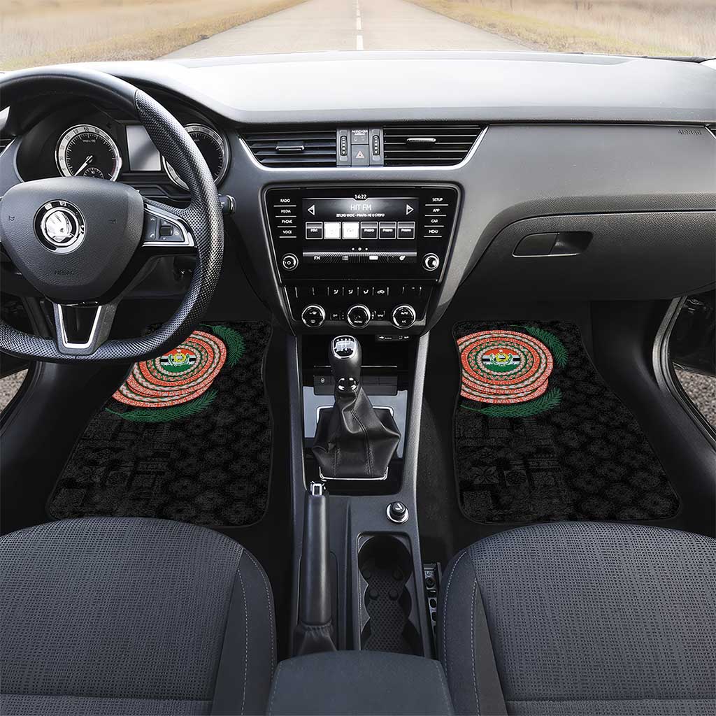 Penama Tribal Tattoo with Namele Leaves Car Mats LT03 Set 2pcs - Front Black - Polynesian Pride
