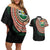 Penama Tribal Tattoo with Namele Leaves Couples Matching Off Shoulder Short Dress and Hawaiian Shirt