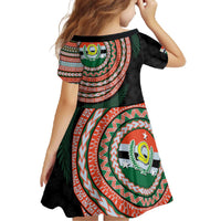 Penama Tribal Tattoo with Namele Leaves Family Matching Off The Shoulder Long Sleeve Dress and Hawaiian Shirt