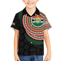 Penama Tribal Tattoo with Namele Leaves Family Matching Off Shoulder Maxi Dress and Hawaiian Shirt