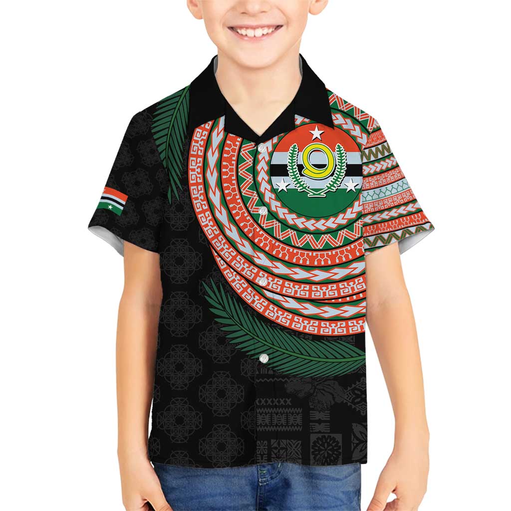 Penama Tribal Tattoo with Namele Leaves Family Matching Summer Maxi Dress and Hawaiian Shirt