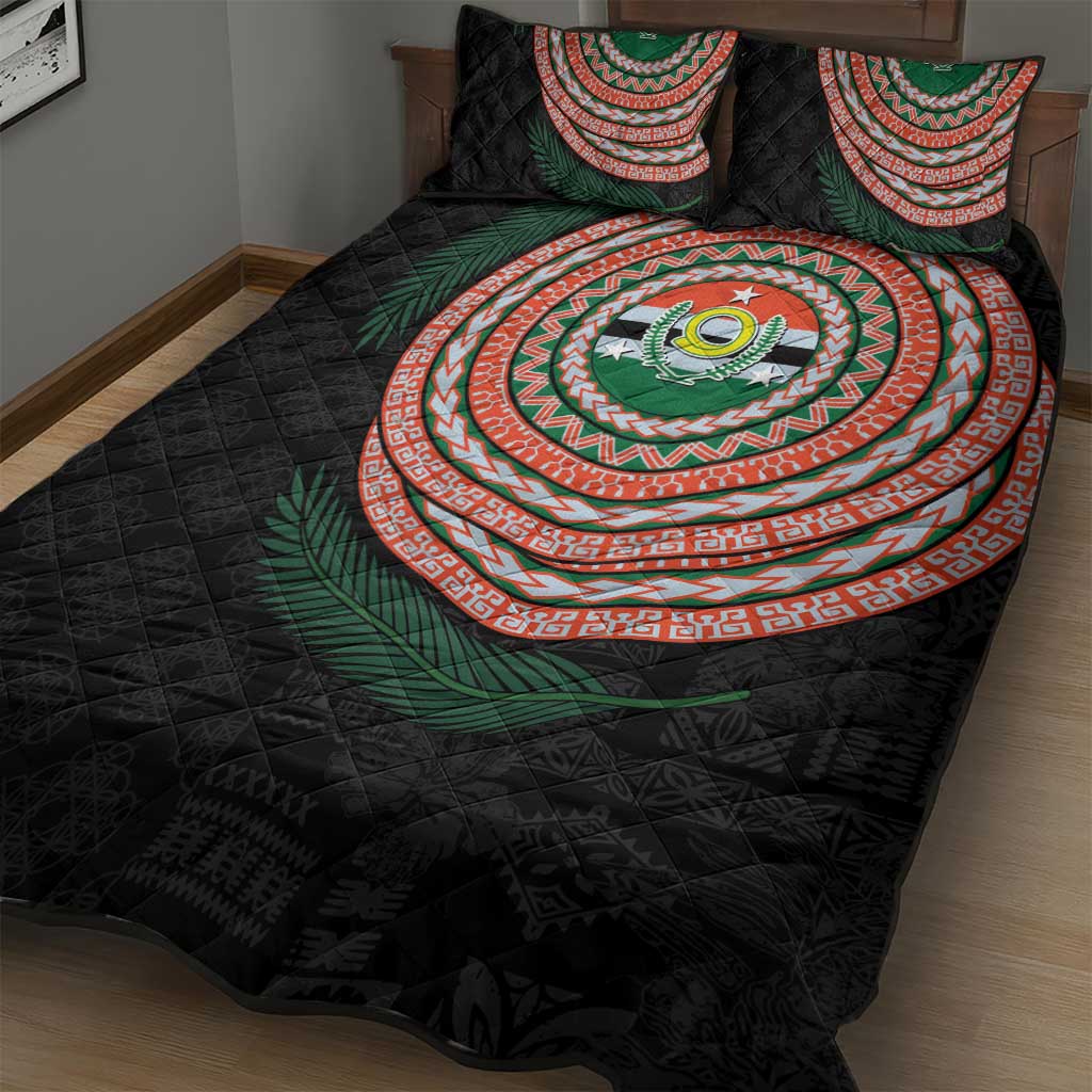 Penama Tribal Tattoo with Namele Leaves Quilt Bed Set