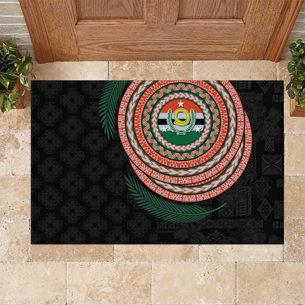 Penama Tribal Tattoo with Namele Leaves Rubber Doormat LT03 Black - Polynesian Pride