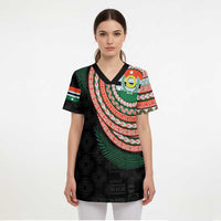 Penama Tribal Tattoo with Namele Leaves Scrub Top LT03 - Polynesian Pride