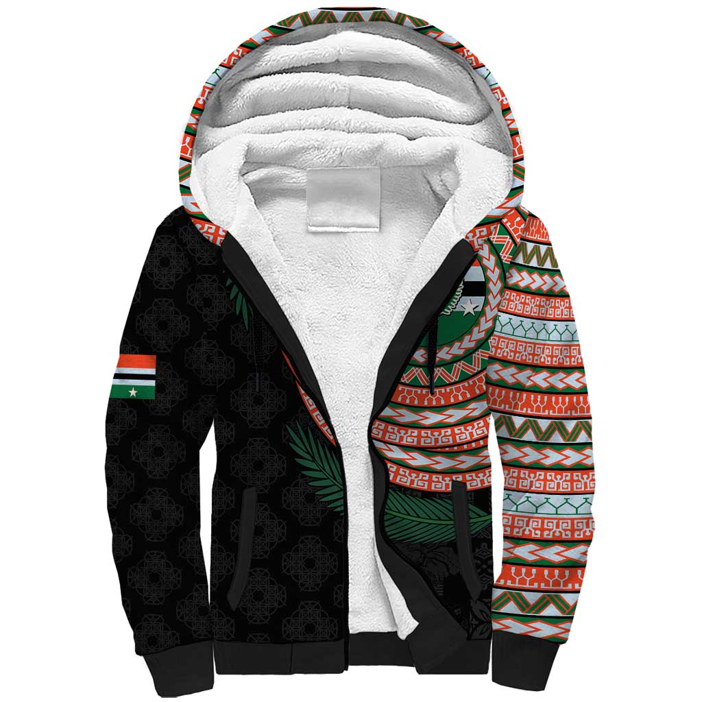 Penama Tribal Tattoo with Namele Leaves Sherpa Hoodie LT03 Unisex Black - Polynesian Pride
