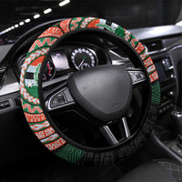 Penama Tribal Tattoo with Namele Leaves Steering Wheel Cover LT03 Universal Fit Black - Polynesian Pride