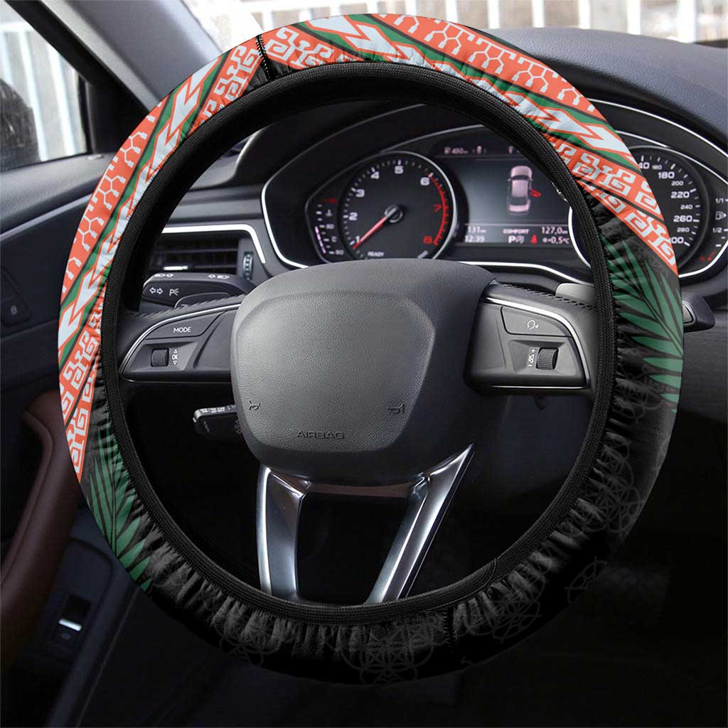 Penama Tribal Tattoo with Namele Leaves Steering Wheel Cover LT03 - Polynesian Pride