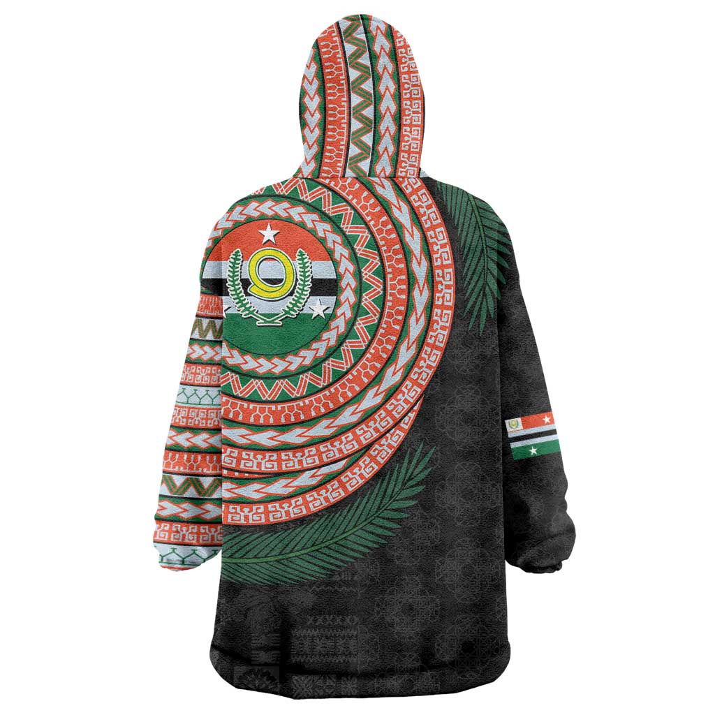 Penama Tribal Tattoo with Namele Leaves Wearable Blanket Hoodie LT03 - Polynesian Pride