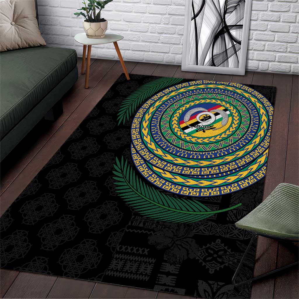 Torba Tribal Tattoo with Namele Leaves Area Rug