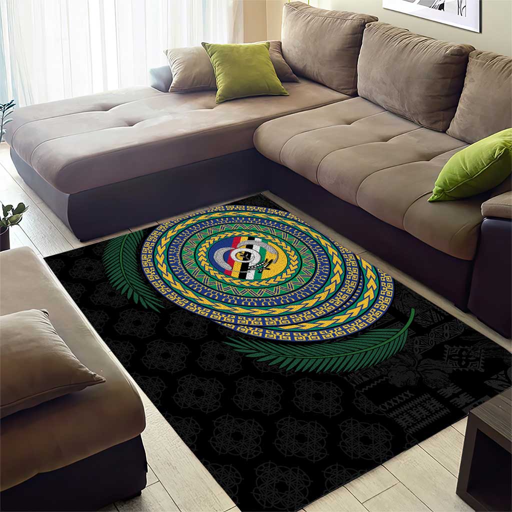 Torba Tribal Tattoo with Namele Leaves Area Rug
