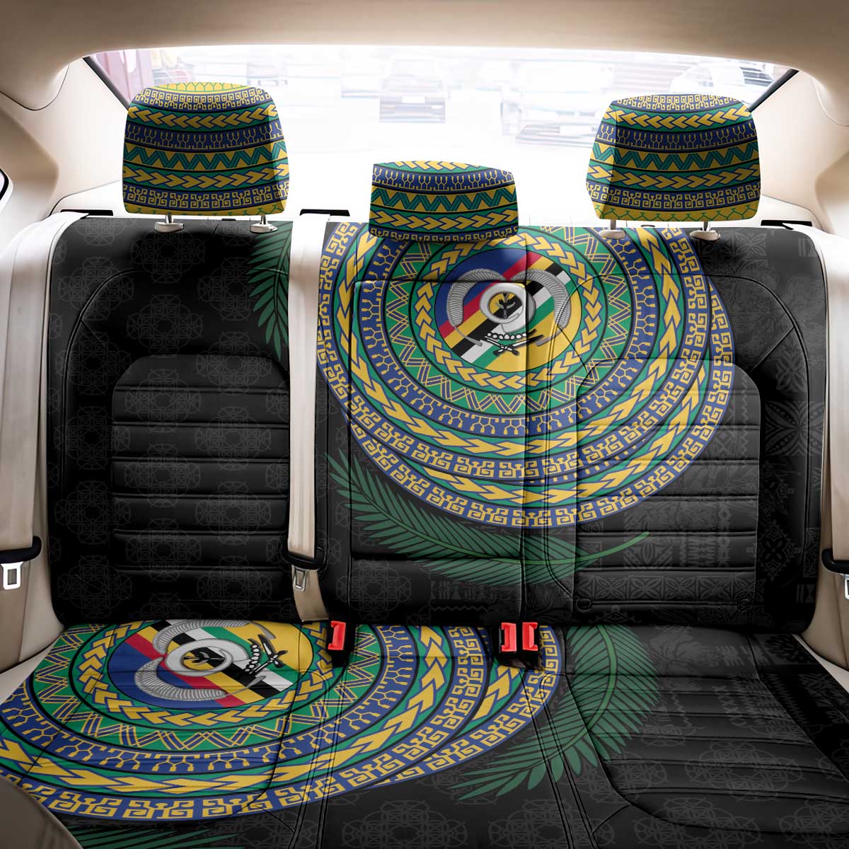 Torba Tribal Tattoo with Namele Leaves Back Car Seat Cover