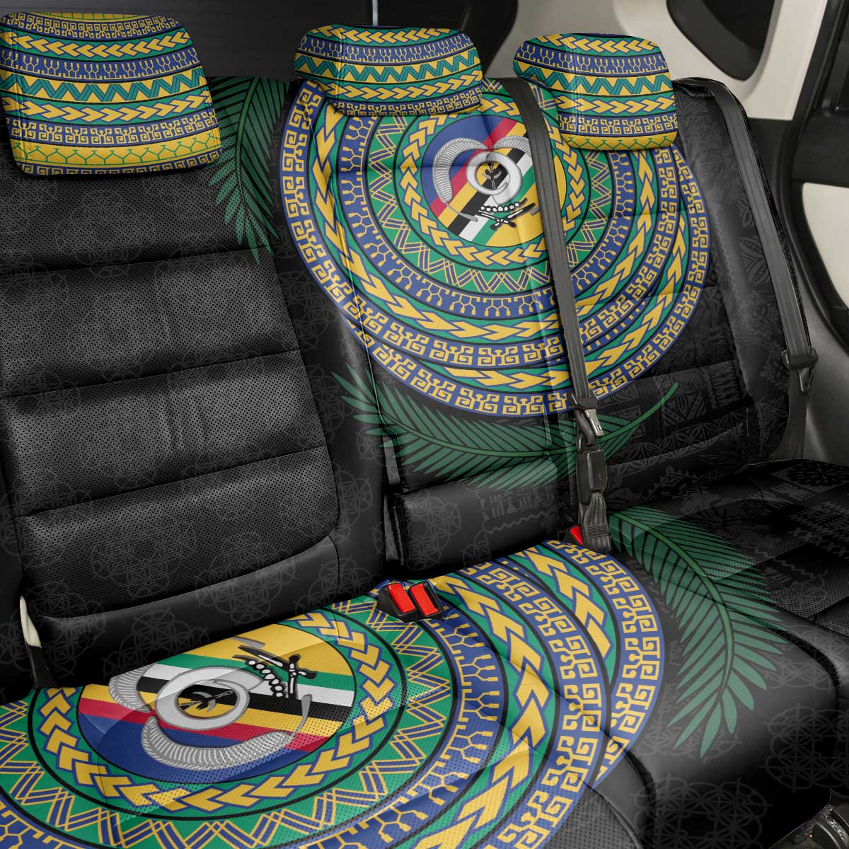 Torba Tribal Tattoo with Namele Leaves Back Car Seat Cover