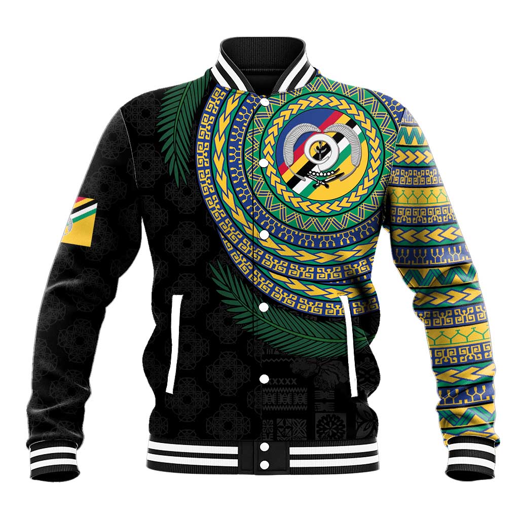 Torba Tribal Tattoo with Namele Leaves Baseball Jacket LT03 Unisex Black - Polynesian Pride