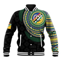 Torba Tribal Tattoo with Namele Leaves Baseball Jacket LT03 Unisex Black - Polynesian Pride