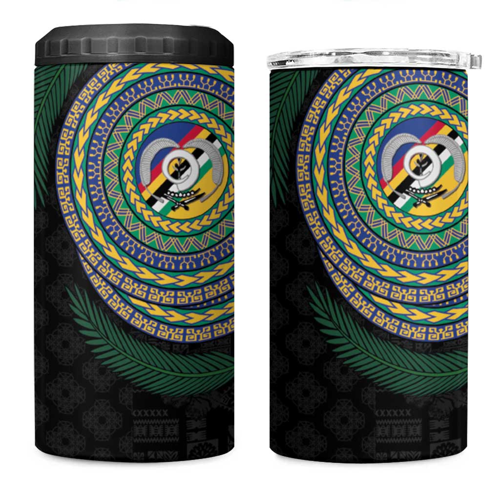 Torba Tribal Tattoo with Namele Leaves 4 in 1 Can Cooler Tumbler LT03 One Size: 16 oz Black - Polynesian Pride