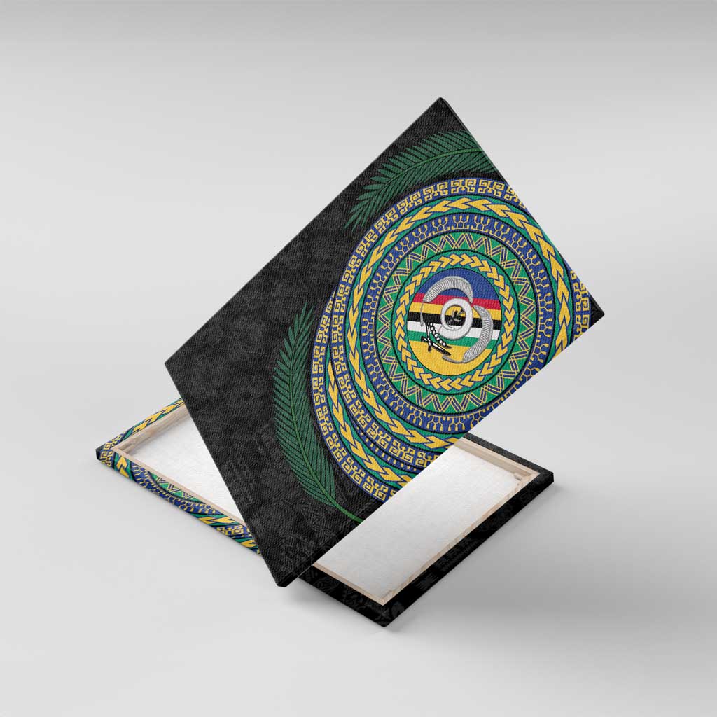 Torba Tribal Tattoo with Namele Leaves Canvas Wall Art LT03 With Frame Black - Polynesian Pride