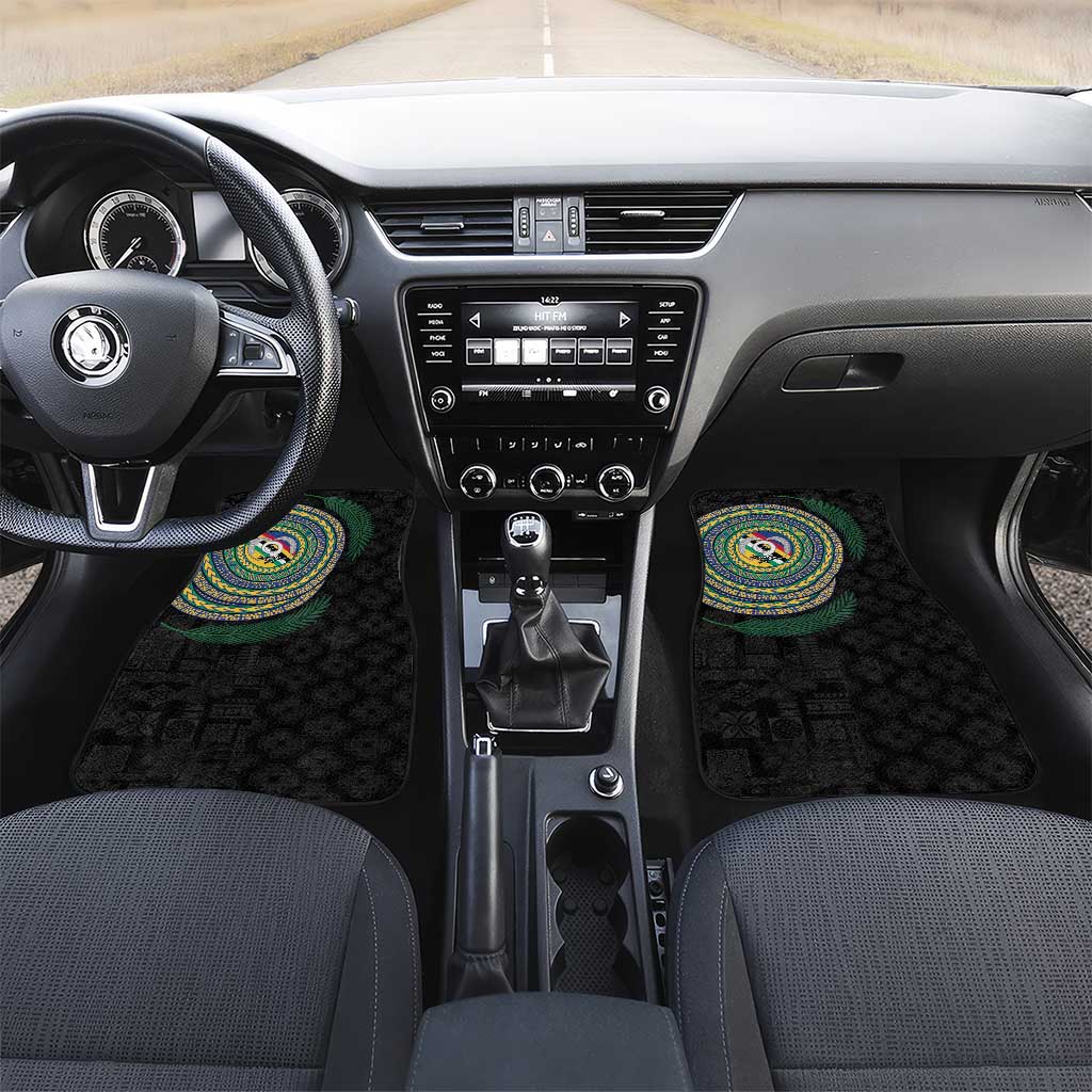 Torba Tribal Tattoo with Namele Leaves Car Mats LT03 Set 2pcs - Front Black - Polynesian Pride