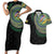 Torba Tribal Tattoo with Namele Leaves Couples Matching Short Sleeve Bodycon Dress and Hawaiian Shirt