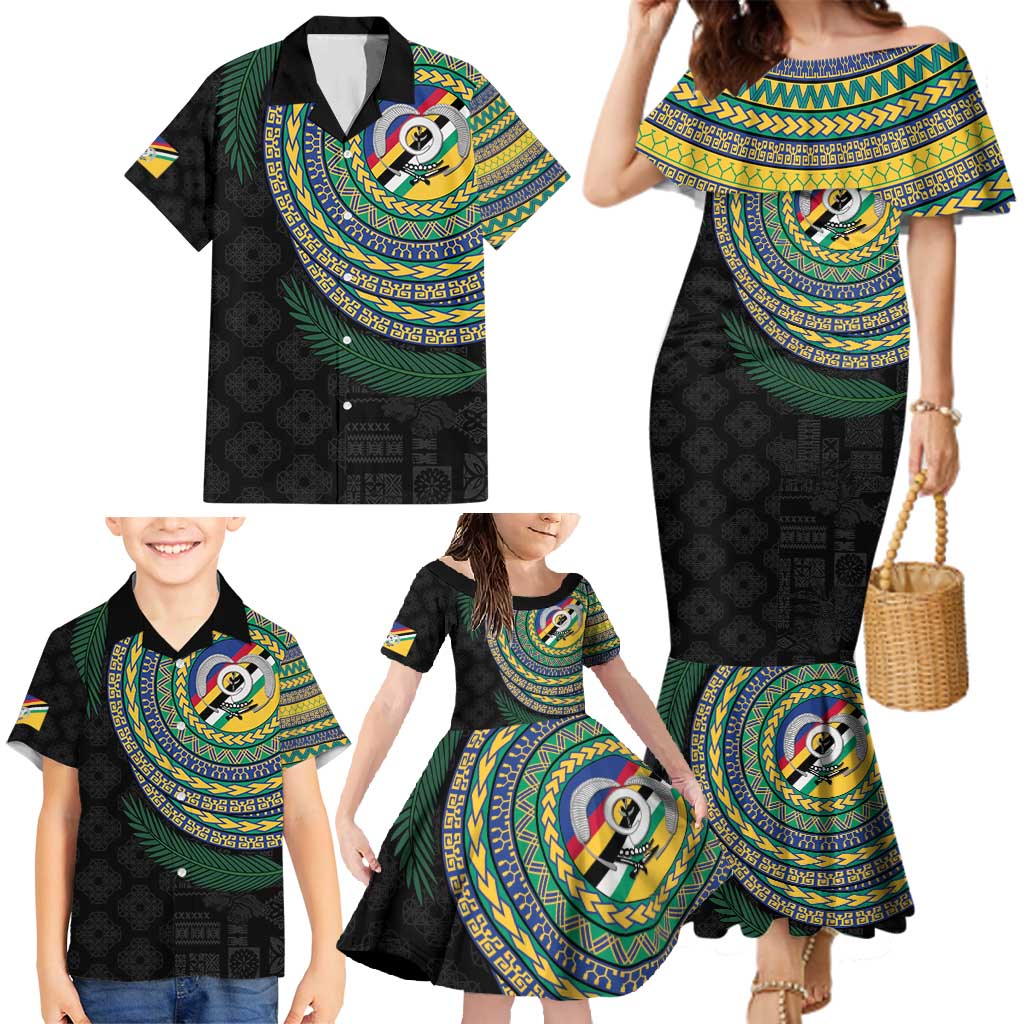 Torba Tribal Tattoo with Namele Leaves Family Matching Mermaid Dress and Hawaiian Shirt LT03 - Polynesian Pride