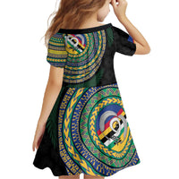 Torba Tribal Tattoo with Namele Leaves Family Matching Off The Shoulder Long Sleeve Dress and Hawaiian Shirt