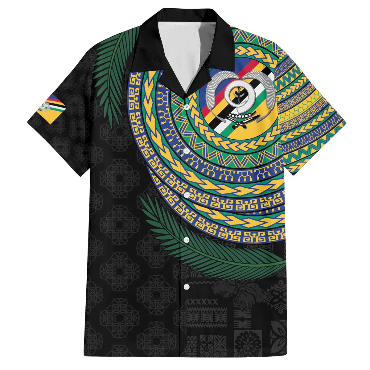 Torba Tribal Tattoo with Namele Leaves Family Matching Off The Shoulder Long Sleeve Dress and Hawaiian Shirt