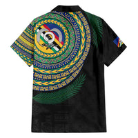 Torba Tribal Tattoo with Namele Leaves Family Matching Off Shoulder Maxi Dress and Hawaiian Shirt