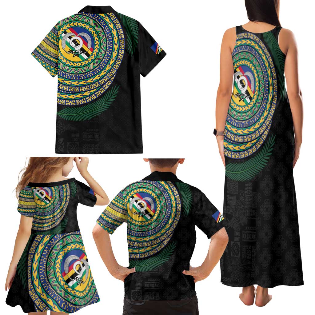 Torba Tribal Tattoo with Namele Leaves Family Matching Tank Maxi Dress and Hawaiian Shirt