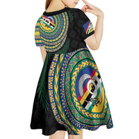 Torba Tribal Tattoo with Namele Leaves Kid Short Sleeve Dress LT03 - Polynesian Pride