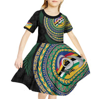 Torba Tribal Tattoo with Namele Leaves Kid Short Sleeve Dress LT03 - Polynesian Pride