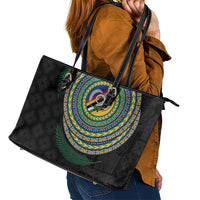Torba Tribal Tattoo with Namele Leaves Leather Tote Bag