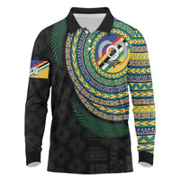 Torba Tribal Tattoo with Namele Leaves Long Sleeve Polo Shirt