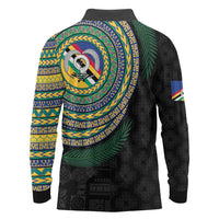 Torba Tribal Tattoo with Namele Leaves Long Sleeve Polo Shirt