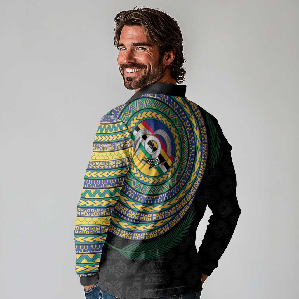 Torba Tribal Tattoo with Namele Leaves Long Sleeve Polo Shirt