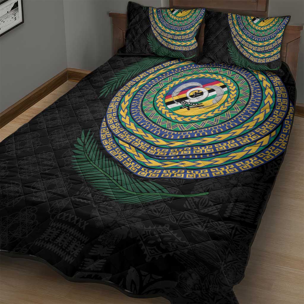 Torba Tribal Tattoo with Namele Leaves Quilt Bed Set