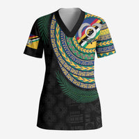 Torba Tribal Tattoo with Namele Leaves Scrub Top LT03 Adult Black - Polynesian Pride
