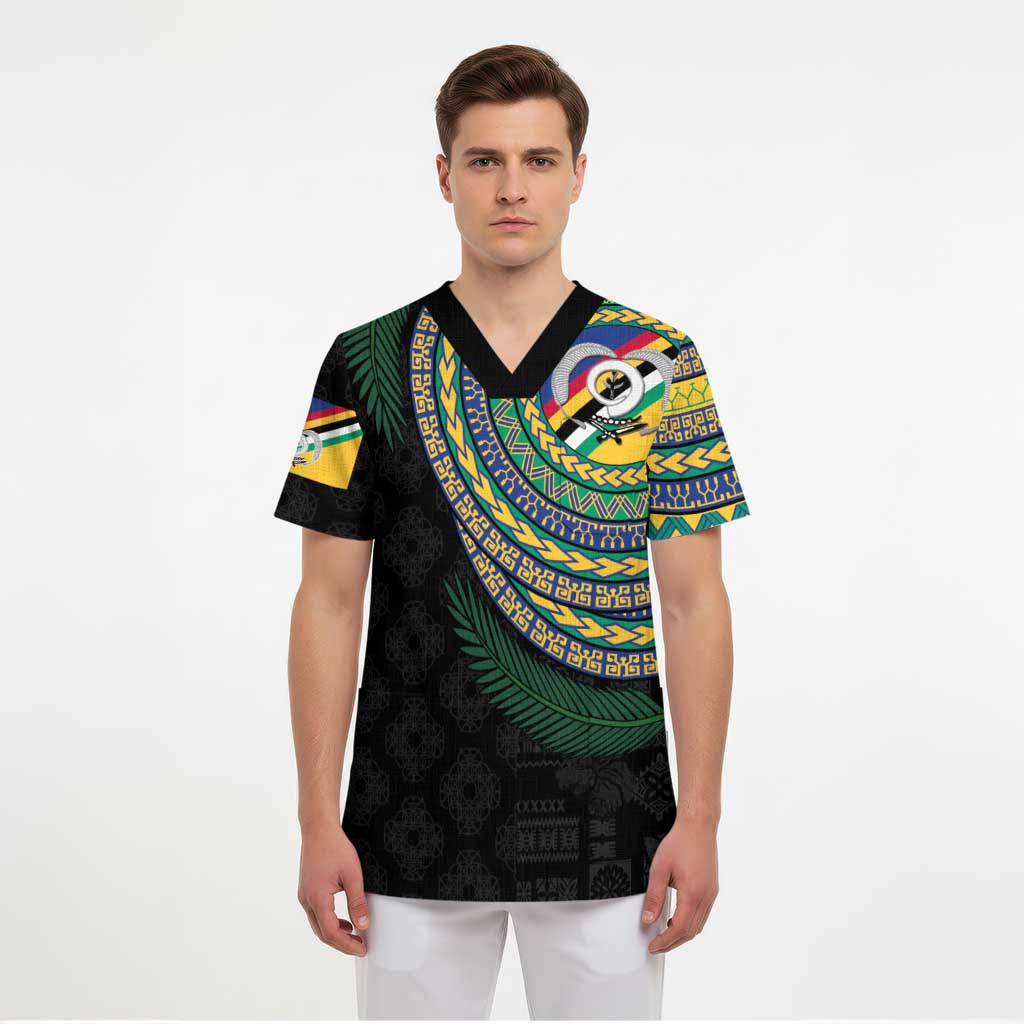 Torba Tribal Tattoo with Namele Leaves Scrub Top LT03 - Polynesian Pride