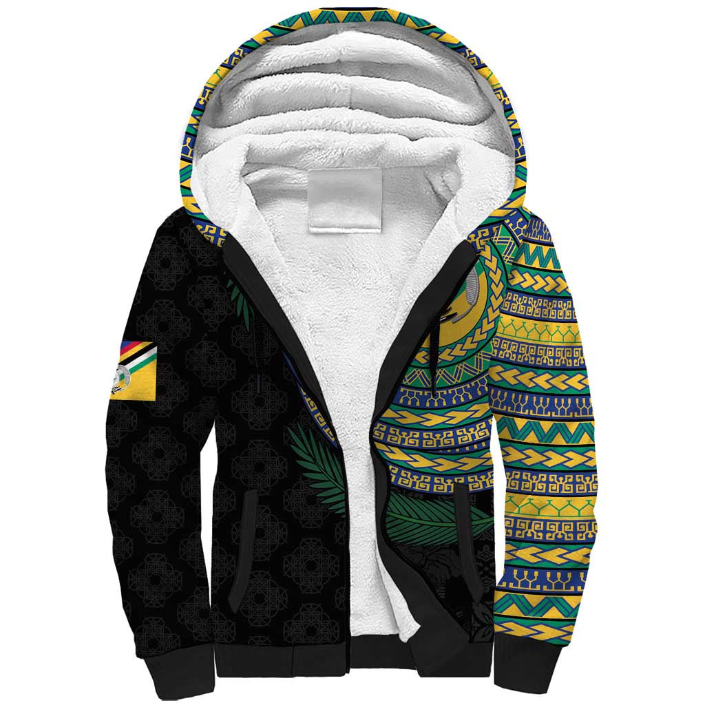 Torba Tribal Tattoo with Namele Leaves Sherpa Hoodie LT03 Unisex Black - Polynesian Pride