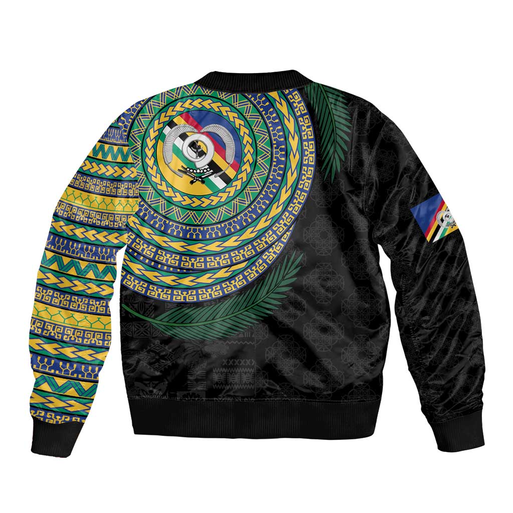 Torba Tribal Tattoo with Namele Leaves Sleeve Zip Bomber Jacket