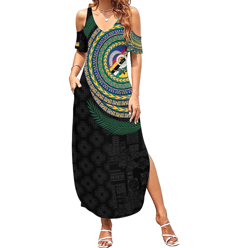 Torba Tribal Tattoo with Namele Leaves Summer Maxi Dress