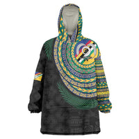 Torba Tribal Tattoo with Namele Leaves Wearable Blanket Hoodie LT03 One Size Black - Polynesian Pride