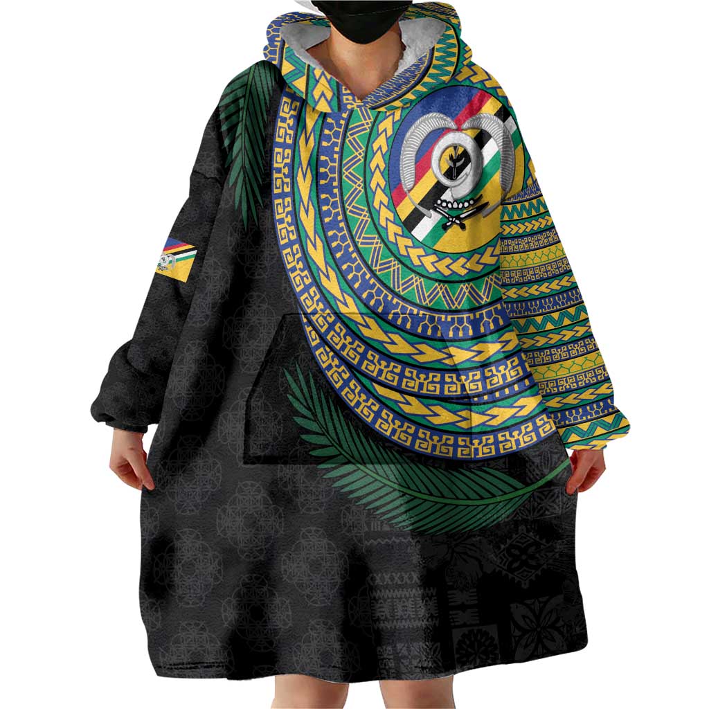 Torba Tribal Tattoo with Namele Leaves Wearable Blanket Hoodie LT03 - Polynesian Pride