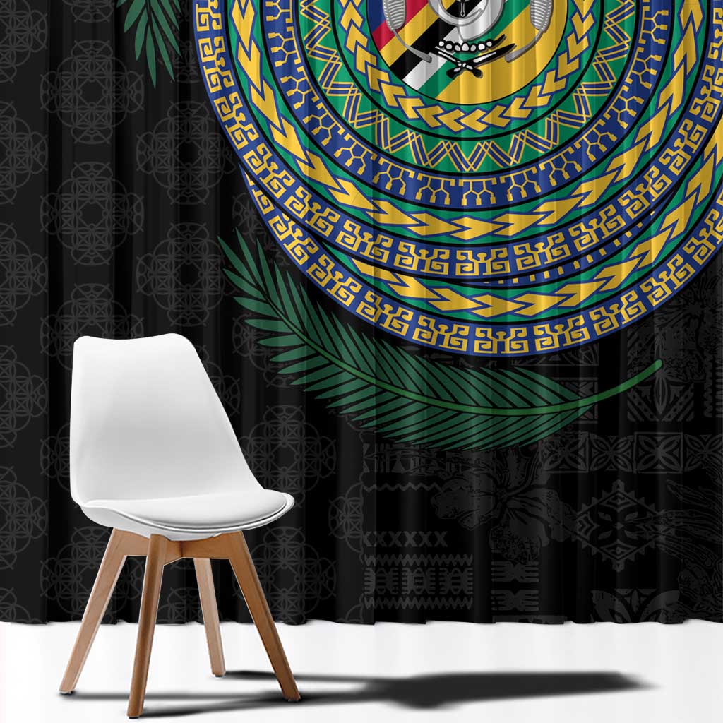 Torba Tribal Tattoo with Namele Leaves Window Curtain