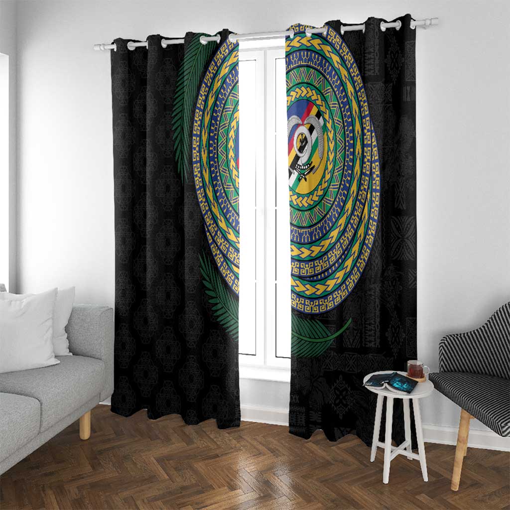 Torba Tribal Tattoo with Namele Leaves Window Curtain