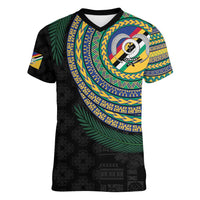 Torba Tribal Tattoo with Namele Leaves Women V-Neck T-Shirt