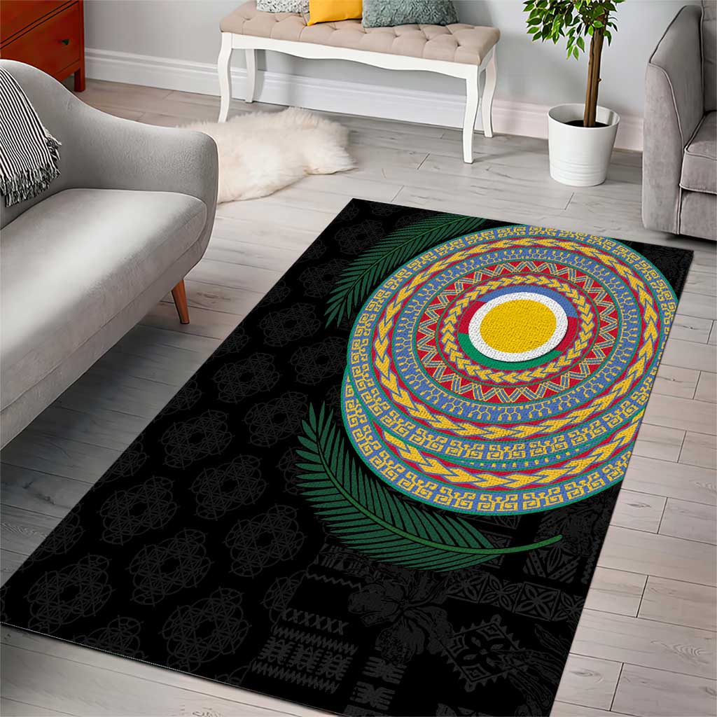 Shefa Tribal Tattoo with Namele Leaves Area Rug