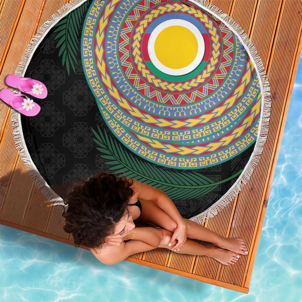 Shefa Tribal Tattoo with Namele Leaves Beach Blanket LT03 - Polynesian Pride